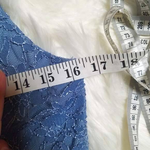 Modcloth Blue Lace Tulle Cutout Back Dress 11 - Picture 7 of 8